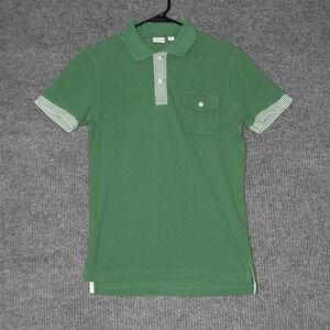 UNIQLO Michael Bastian Green Striped Collar Pocket Polo Shirt Mens Size S